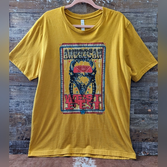 Bella Canvas Mustard Yellow American West Logo Tee - Picture 7 of 14